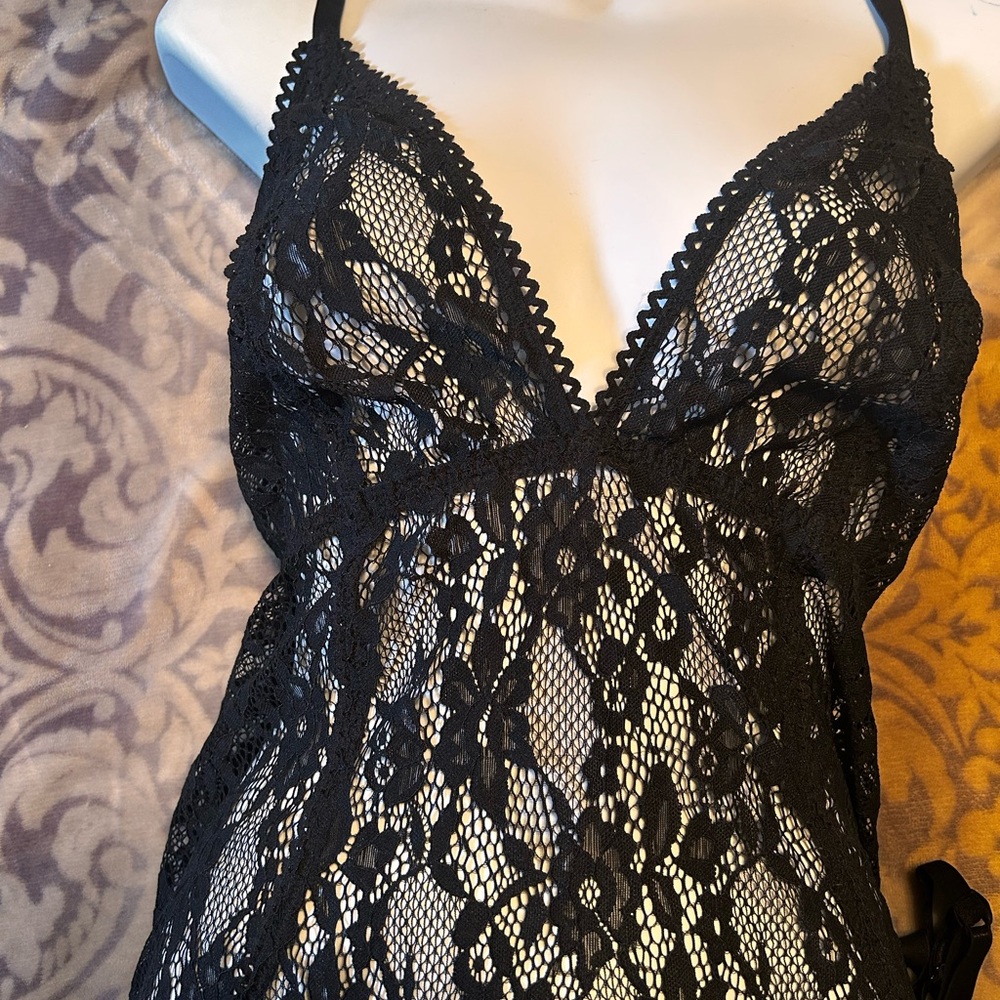 Adore Me Elegant Black Lace Slip